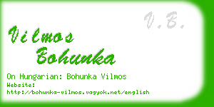 vilmos bohunka business card